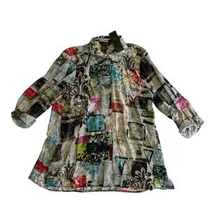 Ali Miles Women's Size M 3/4 Cuffed Sleeve Button Front Tunic Blouse Top New